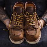 Men’s Retro Ankle Boots with Lace-Up Closure – Genuine Leather Winter Work Boots