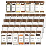 13 tarros de especias de vidrio de 4 oz: recipientes para condimentos con tapa de bambú para almacenamiento en estantes de especias