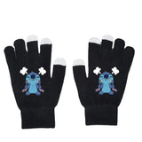 Men's Cartoon Stitch Hat and Gloves Set – Soft Acrylic Knit Winter Wear