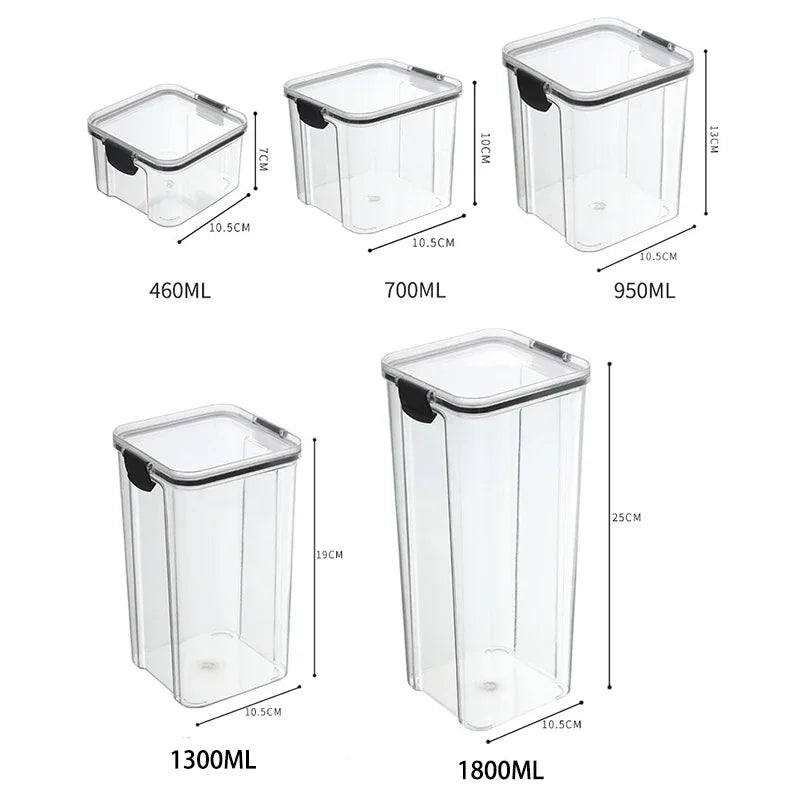 Tarro grande de plástico para almacenar granos de cocina: organizador de alimentos y recipiente para condimentos a prueba de humedad
