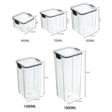 Tarro grande de plástico para almacenar granos de cocina: organizador de alimentos y recipiente para condimentos a prueba de humedad