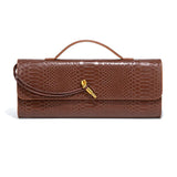 Women’s Serpentine PU Leather Baguette Bag – Fashion Shoulder Purse with Interior Pockets