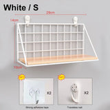 Wall-Mounted Shelf Organizer – Metal & Wood Storage Rack for Home & Office