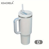 Vaso de acero inoxidable de 887 ml – Botella de agua aislada al vacío de 40 oz con asa, tapa y pajita