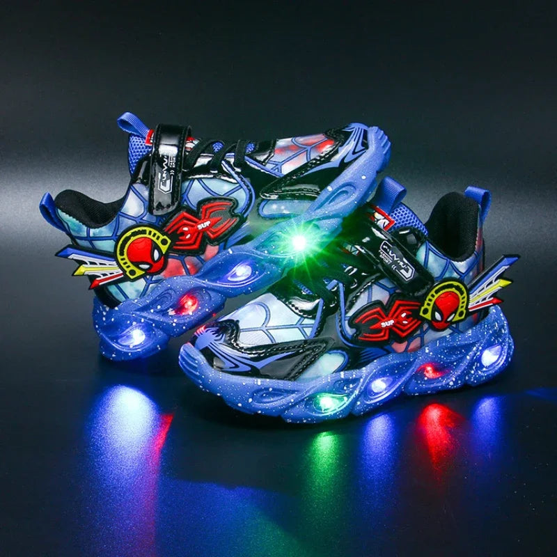 Spiderman LED Light-Up Sneakers for Boys - Anti-Slip Sports Shoes