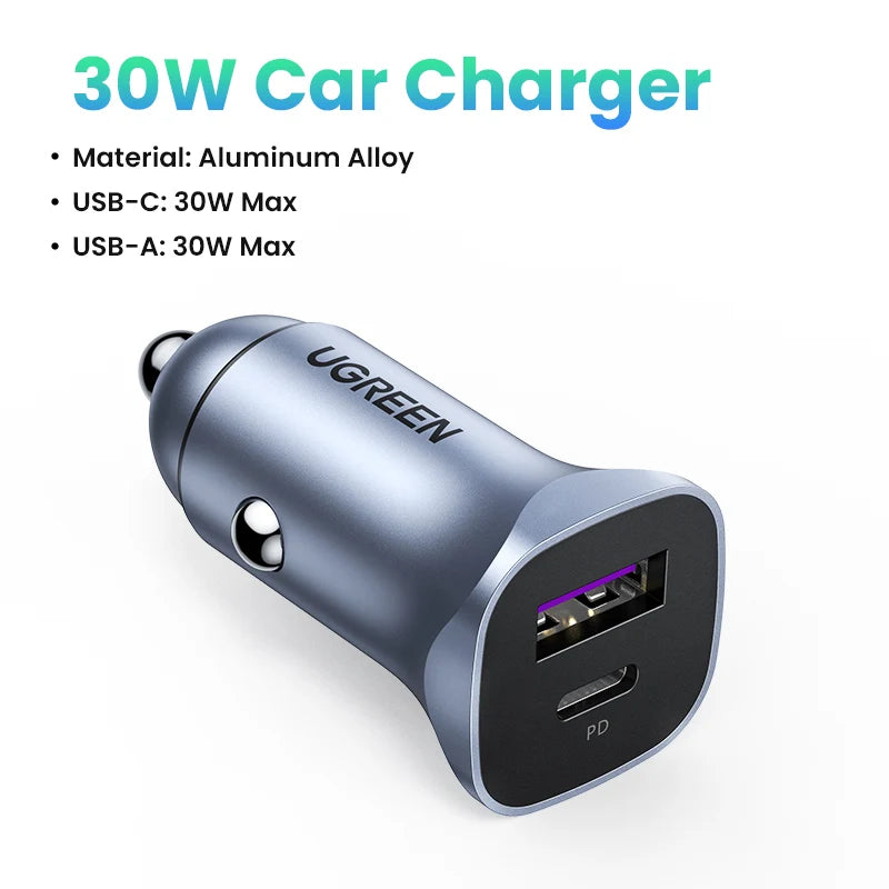 20W Fast Car Charger – Dual USB & Type-C Power Adapter for iPhone, Samsung & More