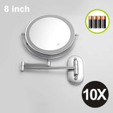 Wall-Mounted LED Makeup Mirror with Magnification and Dual-Sided Swivel
