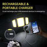 Rechargeable LED Work Light – 30W Portable Spotlight with Adjustable Side Lights