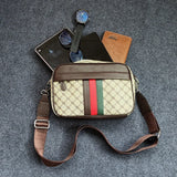 Unisex Striped PVC Baguette Bag – Stylish Hard Shell Shoulder Purse with Zipper Closure