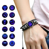 Luminous Zodiac Charm Leather Bracelet