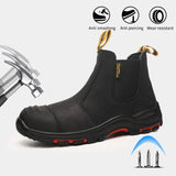 Men’s Nubuck Leather Safety Boots - Composite Toe No-Lace Work Boots