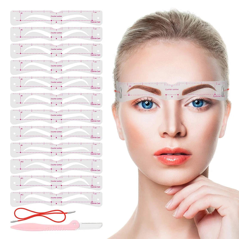 Juego de plantillas reutilizables para cejas: cejas perfectamente delineadas en minutos