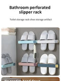 Estante para zapatillas de baño montado en la pared: ahorra espacio, no necesita perforaciones, zapatero de una sola pieza para una fácil organización del baño