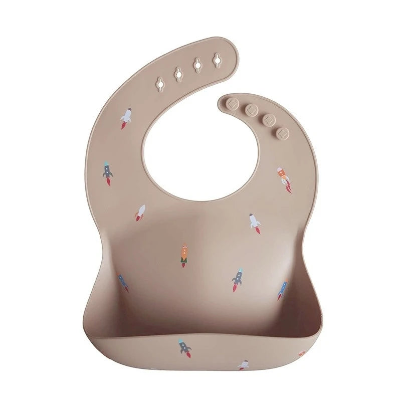 Babero de silicona con dibujos animados para bebés: babero de alimentación suave, impermeable y ajustable para niños pequeños (1 a 3 años)