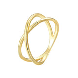 14K Gold Plated Sterling Silver X Ring – Minimalist Cross Design for Women