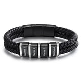 Personalized Name Leather Bracelet for Men – Magnetic Clasp Custom Wristband