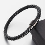Men's Geometric Leather Bracelet with Zinc Alloy Magnet Clasp – Hiphop/Rock Fashion Accessory