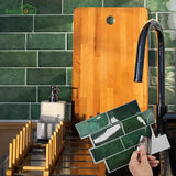 10 pegatinas para azulejos con diseño de ladrillo verde: paneles de pared impermeables y resistentes al calor que se despegan y se adhieren