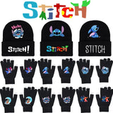 Men's Cartoon Stitch Hat and Gloves Set – Soft Acrylic Knit Winter Wear