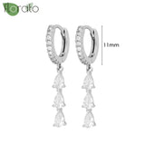 Sterling Silver Zircon Hoop Earrings for Women – Elegant Star & Heart Design