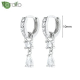Sterling Silver Zircon Hoop Earrings for Women – Elegant Star & Heart Design