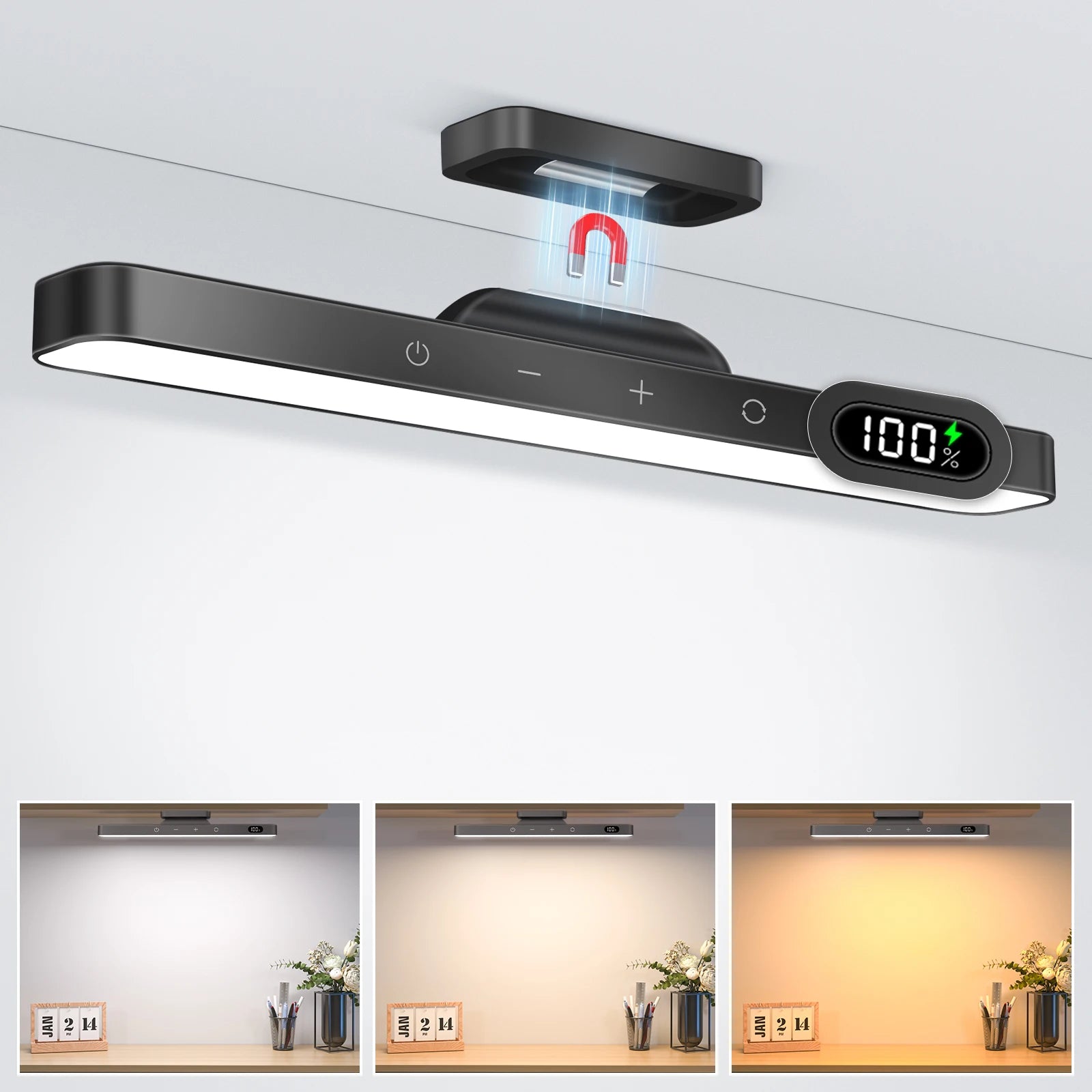 Rechargeable LED Night Light Bar with Touch & Remote Control – 3 Color Temperatures, Magnetic Mount