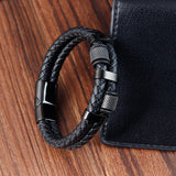 Men’s Leather Magnetic Clasp Bracelet – Trendy Rope Chain Charm Accessory
