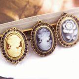 Vintage Oval Cameo Pocket Watch – Gold-Plated Resin Pendant with Quartz Movement