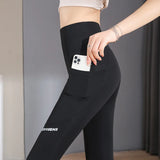 Women's Seamless High-Waist Leggings with Pocket - Yoga Workout Tights