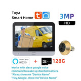 Cámara de puerta con mirilla WiFi Tuya con detección de movimiento y visión nocturna: visor de puerta con video inalámbrico de 3 MP