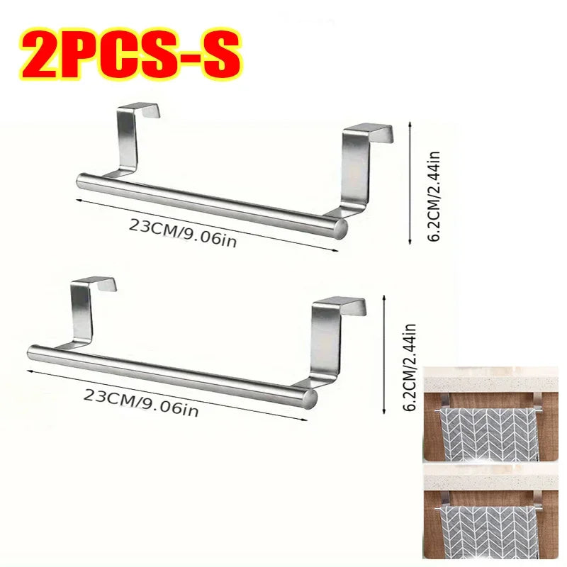 Toallero para colgar sobre la puerta: soporte para colgar toallas de acero inoxidable para baño y cocina; diseño que ahorra espacio y no requiere perforaciones