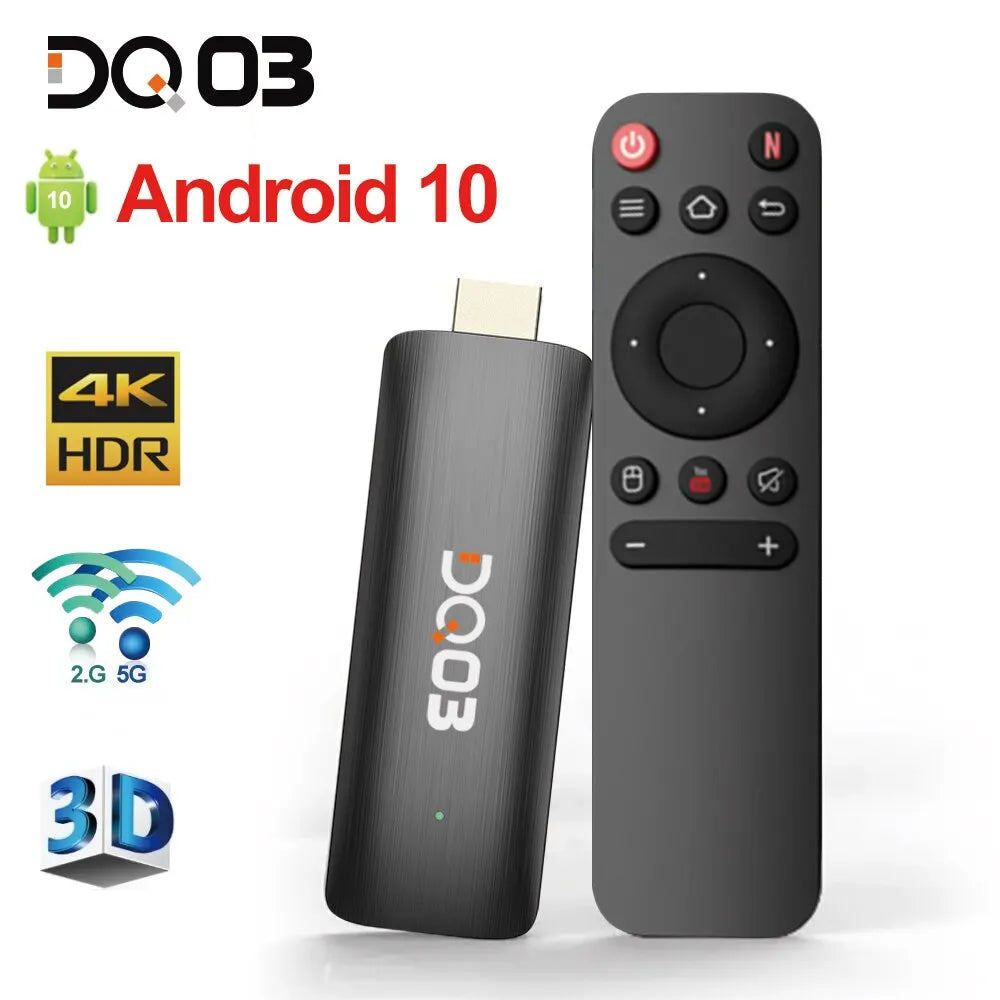 4K Android TV Stick with Dual-Band Wi-Fi, Quad-Core Processor & IR Remote