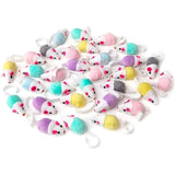 Catnip-Infused Rattle Mouse Toys - 10pc Faux Fur Cat Toys with Feather Tails