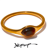 Minimalist Gold Stainless Steel Ring with Natural Stone – Chic & Waterproof Jewelry