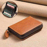Men’s Split Leather Wallet – Stylish Short Card Holder with Zipper & Multi-Slot Design