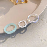 Conjunto de anillos de resina y perla de estilo coreano: joyería de moda minimalista y moderna para mujeres