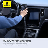 100W USB-C Fast Charging Cable – Retractable Coil Design for iPhone 15 & Android Devices