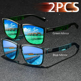Gafas de sol unisex cuadradas vintage de moda: gafas antirreflejos UV400 para conducir y pescar