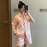 Men’s Summer Pajama Set – Short Sleeve Lightweight Loungewear with Button-Up Top and Elastic Waist Shorts