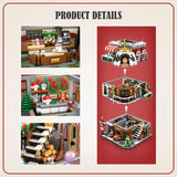 2506-Piece Christmas Café Building Set - City Street View Architecture Blocks