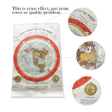 Vintage Flat Earth Map Scroll – Retro Canvas Wall Art with Wooden Hanger