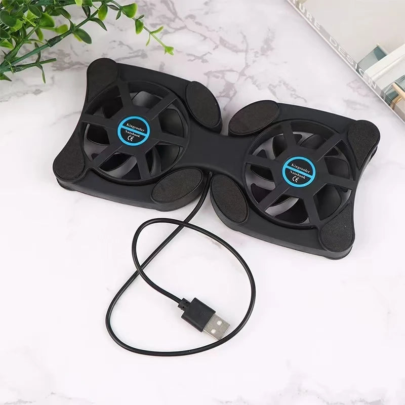 Base de refrigeración USB para ordenador portátil: soporte plegable con dos ventiladores para mejorar el flujo de aire