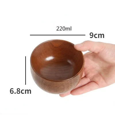 Cuenco japonés de madera maciza | Vajilla retro de madera de azufaifo para sopas y ensaladas