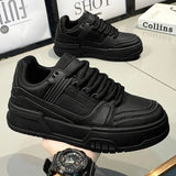 Men’s Height-Increasing Breathable Casual Sneakers – Lace-Up Artificial Leather Shoes for Spring & Autumn