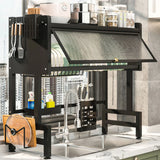 Large Over-the-Sink 3-Tier Dish Drying Rack with Dust Cover – Carbon Steel Kitchen Organizer
