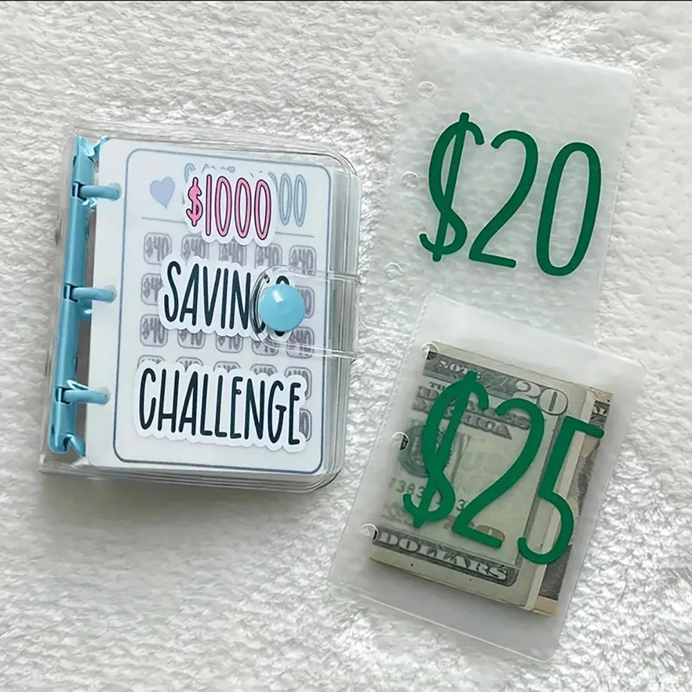 Carpeta de ahorros con desafío | Organizador de presupuesto con sobres y registro de efectivo