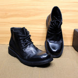 Men's Genuine Leather Motorcycle Boots - Handmade British Style Ankle Boots