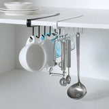 Stainless Steel Kitchen Mug Holder - Wall-Mounted Coffee Cup Rack with 6 Hooks