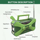 10000mAh Emergency Solar Hand Crank Weather Radio with Dual Stereo Speakers, Phone Charger, LED Flashlight & SOS Alert
