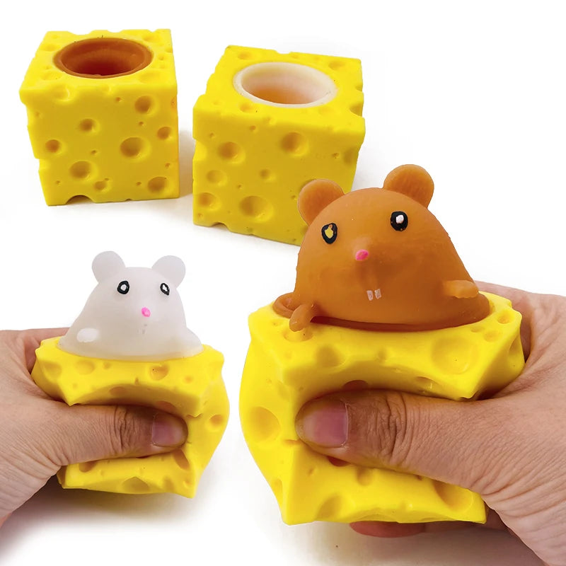 Juguete antiestrés con forma de ratón de queso: alivia el estrés y potencia la concentración, con temática de animales, certificado CE para mayores de 14 años
